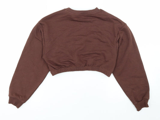 Candy Girls Brown Cotton Pullover Sweatshirt Size 10 Years Pullover - Cropped Liberte