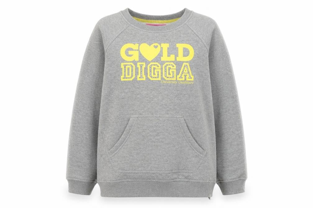 Golddigga Girls Grey Cotton Pullover Sweatshirt Size 13 Years Pullover