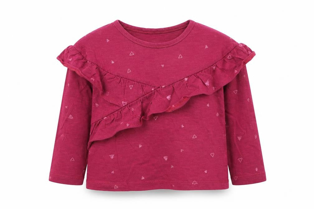 Dunnes Girls Red Cotton Basic T-Shirt Size 4 Years Round Neck Pullover