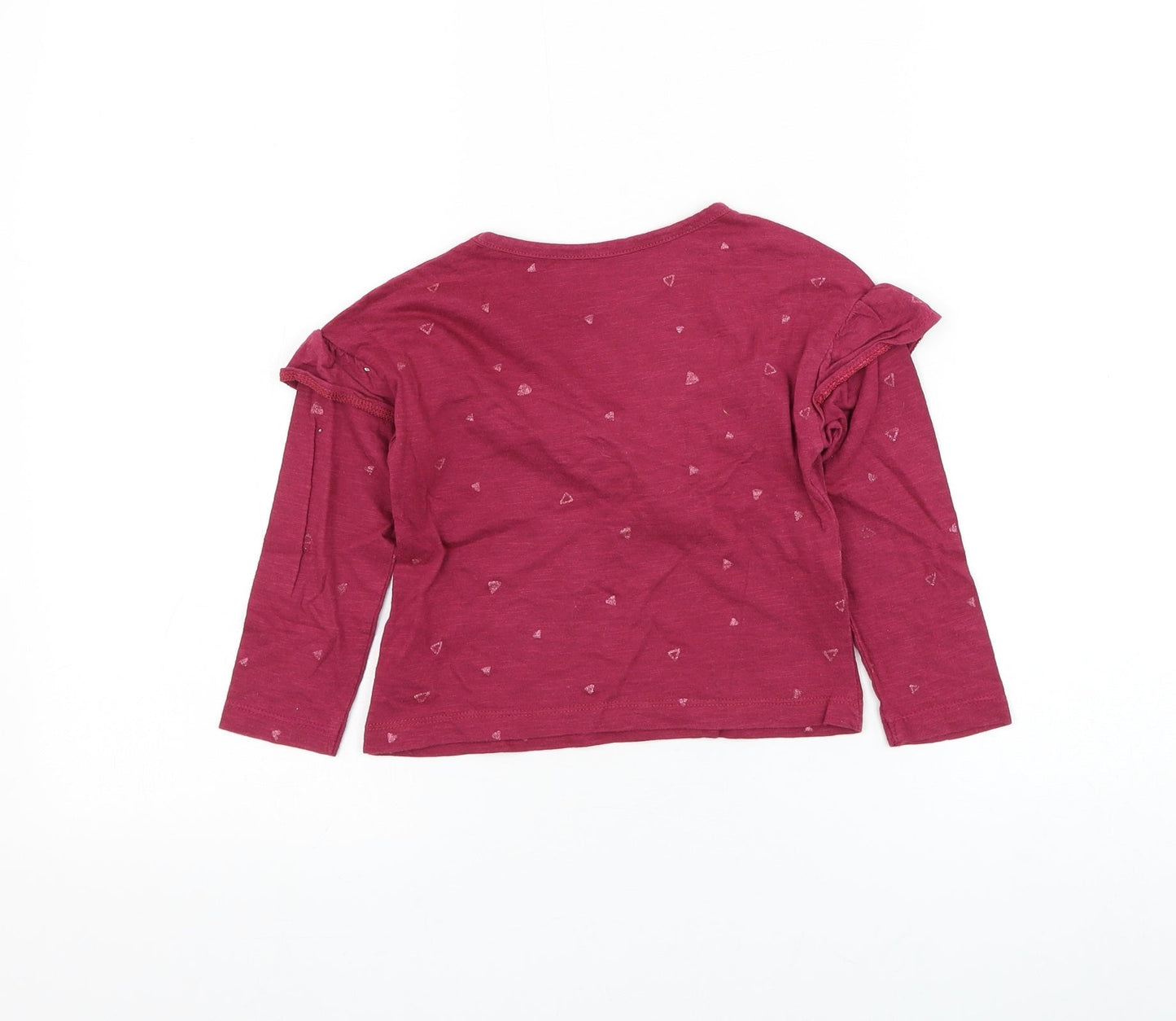 Dunnes Stores Girls Red Cotton Basic T-Shirt Size 4 Years Round Neck Pullover