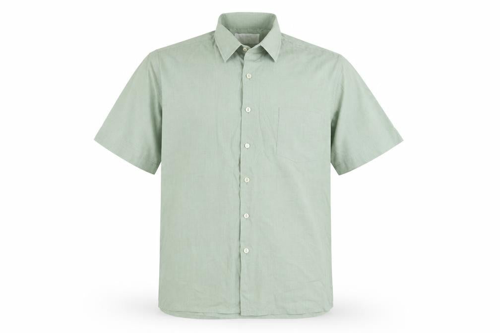 Keynote Mens Green Polyester Button-Up Size 16.5 Collared Button