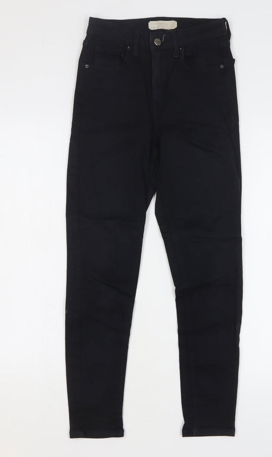 Topshop Womens Black Cotton Skinny Jeans Size 26 in L27 in Regular Button