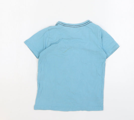 name it Boys Blue Geometric Cotton Basic T-Shirt Size 6 Years Round Neck Pullover