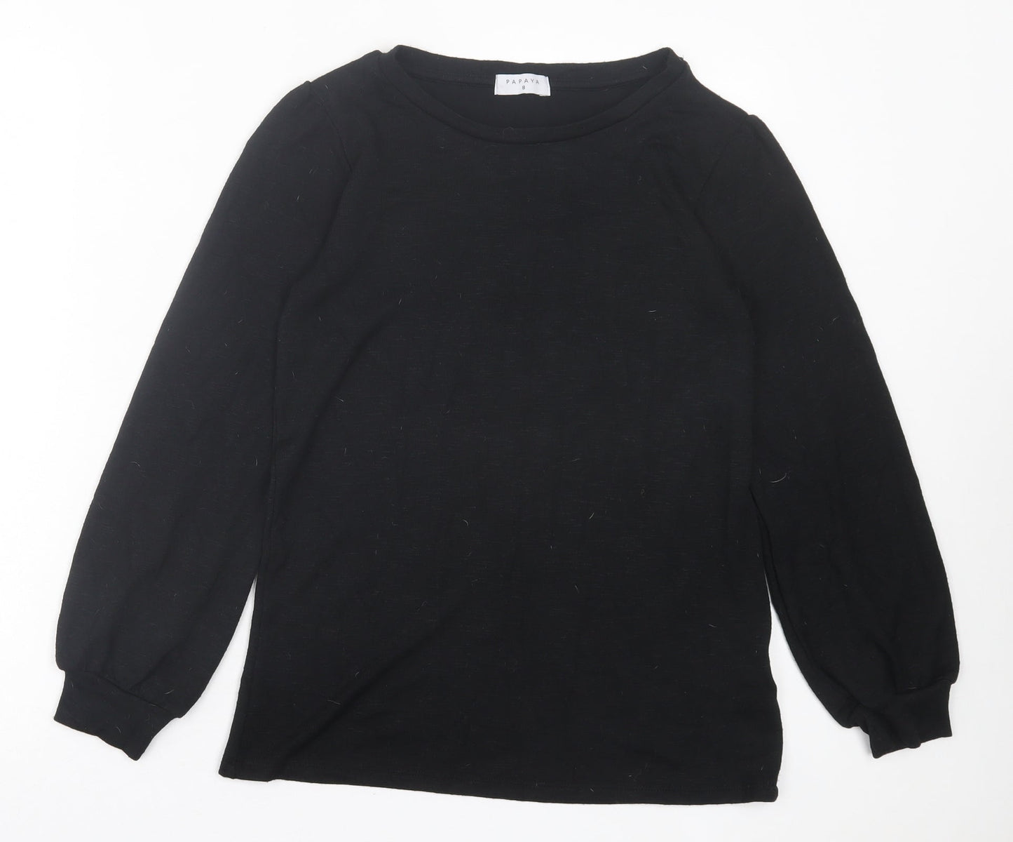Papaya Womens Black Crew Neck Viscose Pullover Jumper Size 8