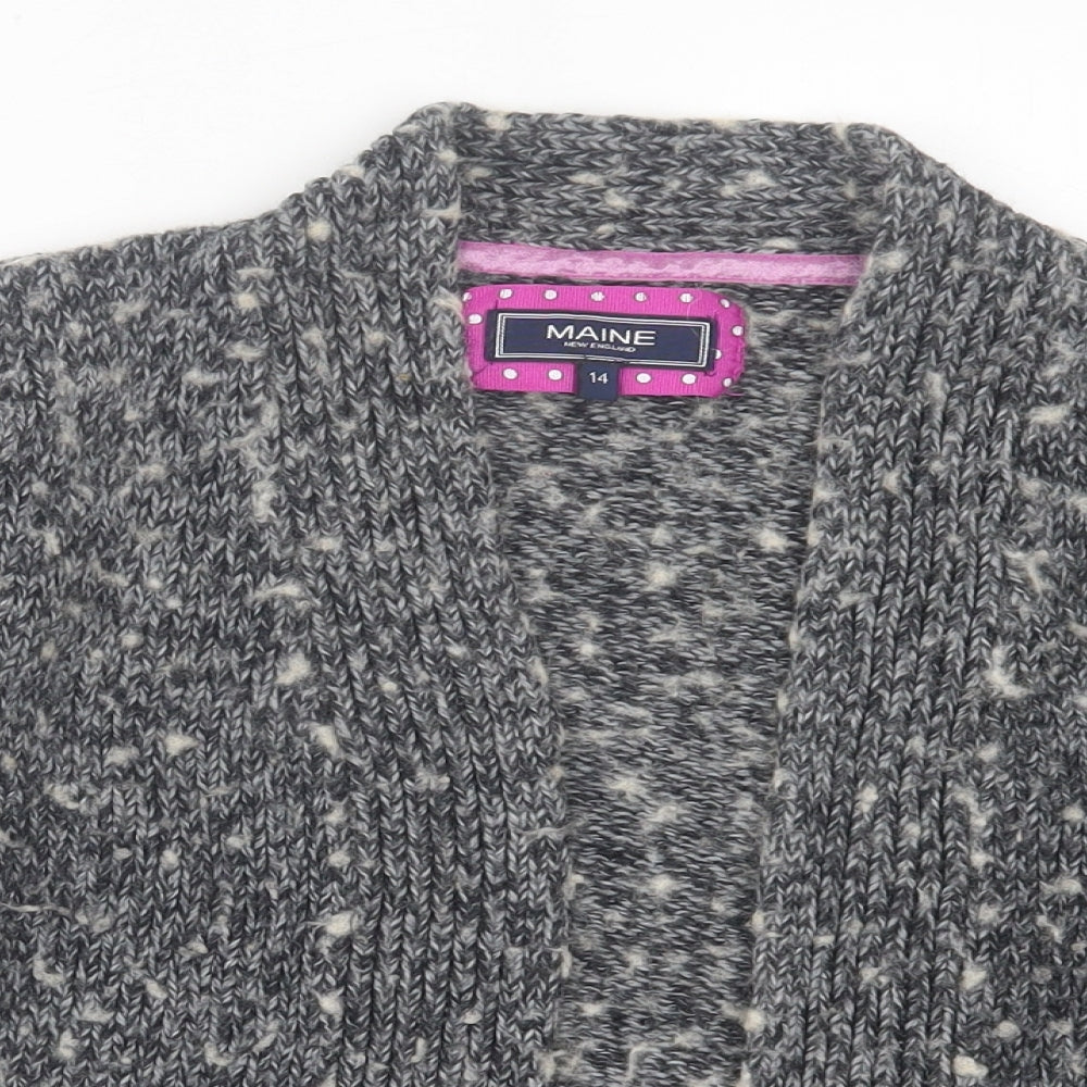 Maine Womens Grey V-Neck Acrylic Cardigan Jumper Size 14
