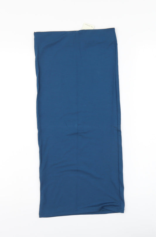 Miss Selfridge Womens Blue Viscose Straight & Pencil Skirt Size 6 Button