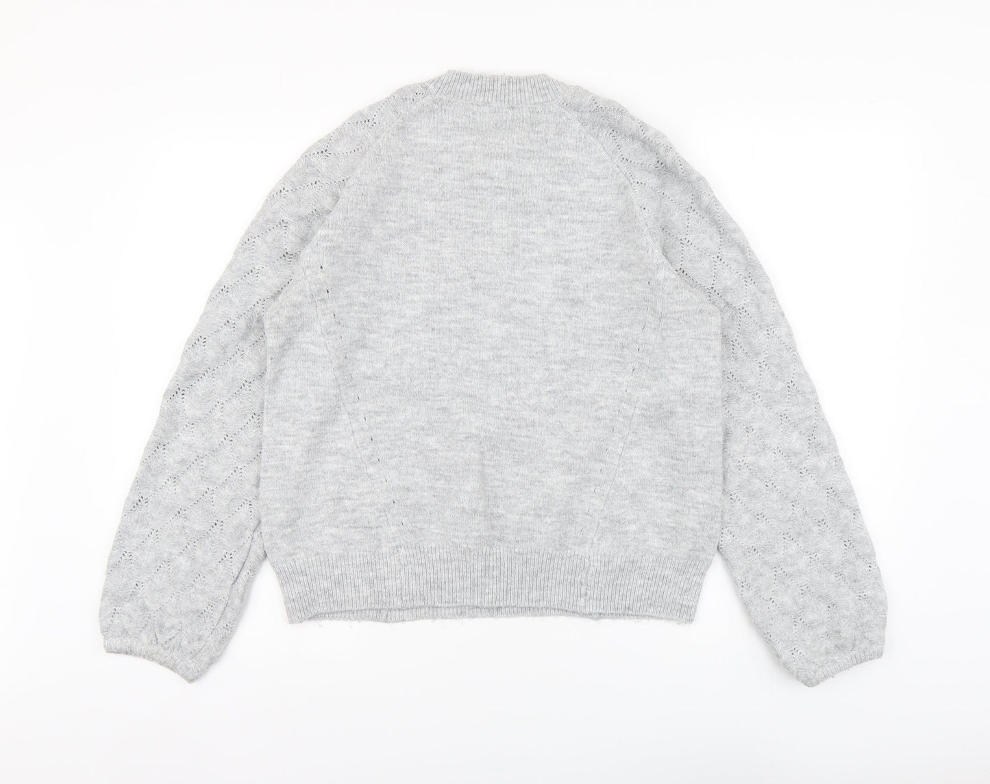 Oasis Womens Grey Round Neck Acrylic Pullover Jumper Size M