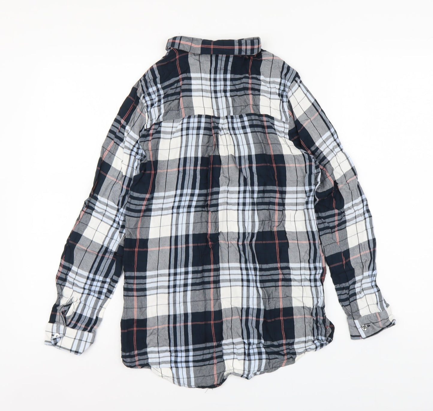 Oasis Womens Multicoloured Plaid Viscose Basic Button-Up Size 8 Collared