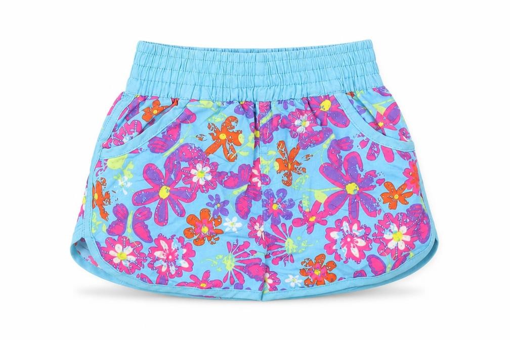 Dunnes Girls Blue Floral Polyester Sweat Shorts Size 6 Years Regular