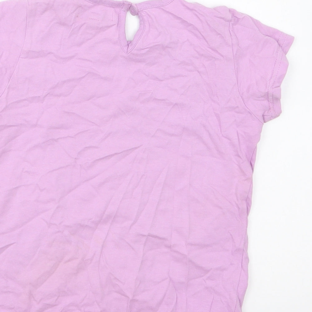 Marks and Spencer Girls Purple Cotton Basic T-Shirt Size 4-5 Years Round Neck Button - My Daddy is Cool