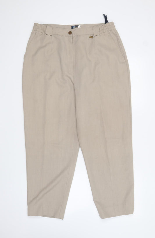 Sixth Sense Womens Beige Polyester Trousers Size 32 in L25 in Regular Button