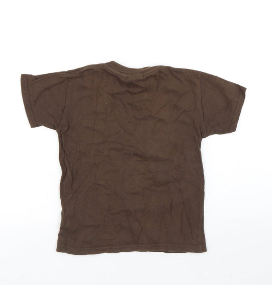 Boss Kangaroo Boys Brown Cotton Jersey T-Shirt Size 6 Years Round Neck Pullover - Crocodile