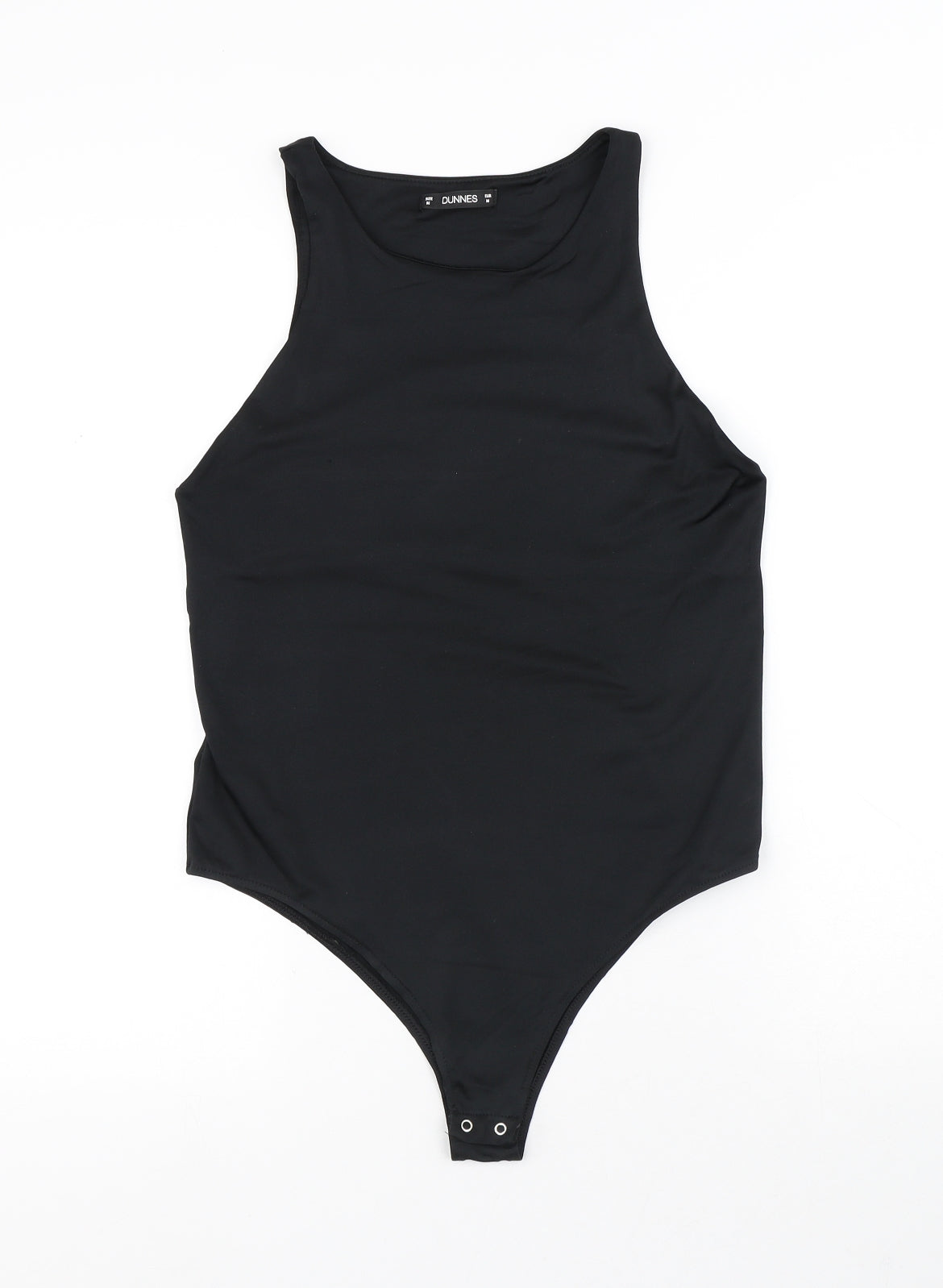 Dunnes Stores Womens Black Polyester Bodysuit One-Piece Size M Snap