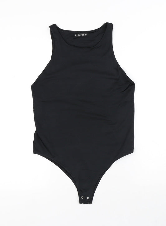 Dunnes Stores Womens Black Polyester Bodysuit One-Piece Size M Snap