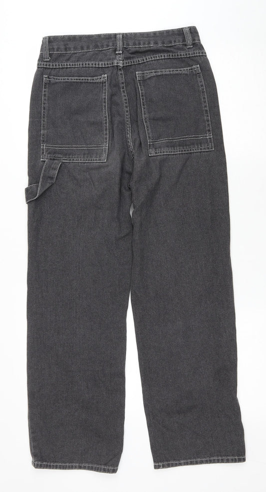 Preworn Womens Grey Polyester Straight Jeans Size L L26 in Regular Zip