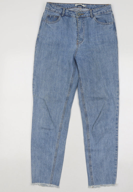 Daphnea Womens Blue Cotton Straight Jeans Size S L28 in Regular Zip