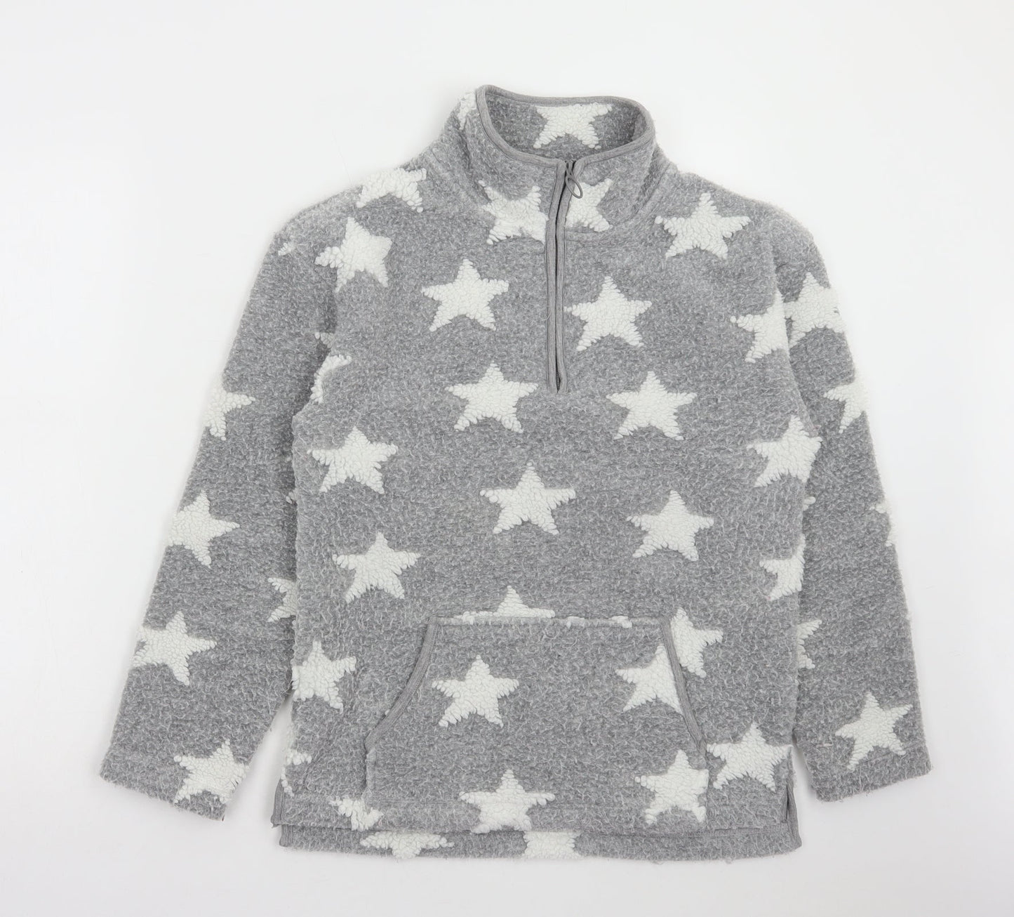NEXT Womens Grey Geometric Polyester Pullover Sweatshirt Size XS Zip - Stars