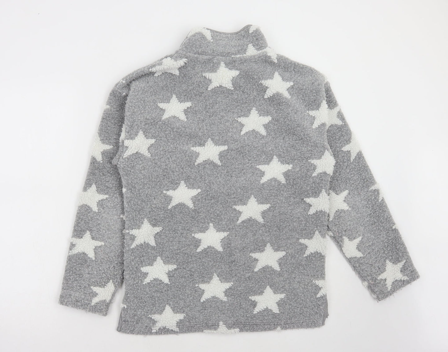 NEXT Womens Grey Geometric Polyester Pullover Sweatshirt Size XS Zip - Stars