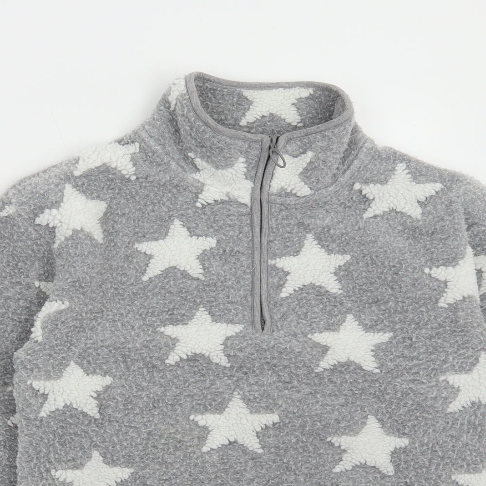NEXT Womens Grey Geometric Polyester Pullover Sweatshirt Size XS Zip - Stars