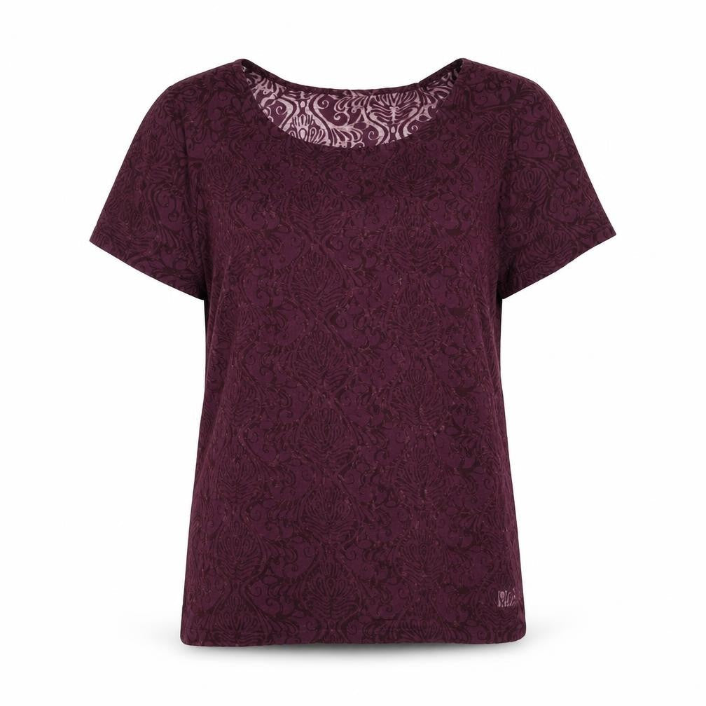 Dunnes Womens Purple Geometric Polyester Basic T-Shirt Size 14 Round Neck