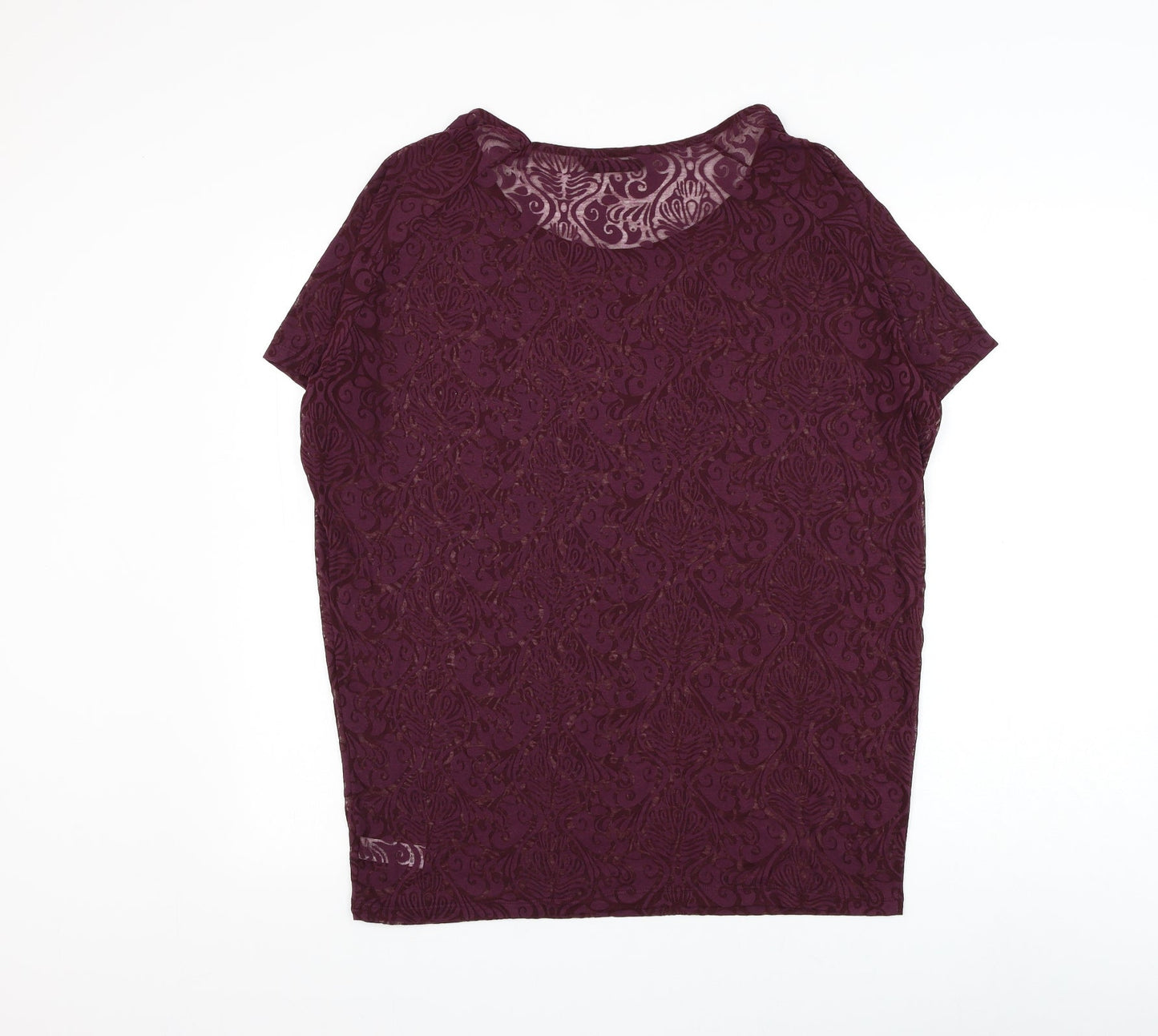 Dunnes Stores Womens Purple Geometric Polyester Basic T-Shirt Size 14 Round Neck