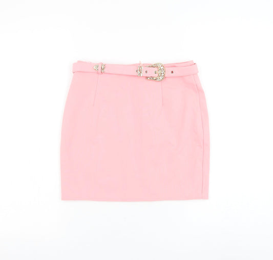 Love & Other Things Womens Pink Polyester Straight & Pencil Skirt Size S Zip - Belted