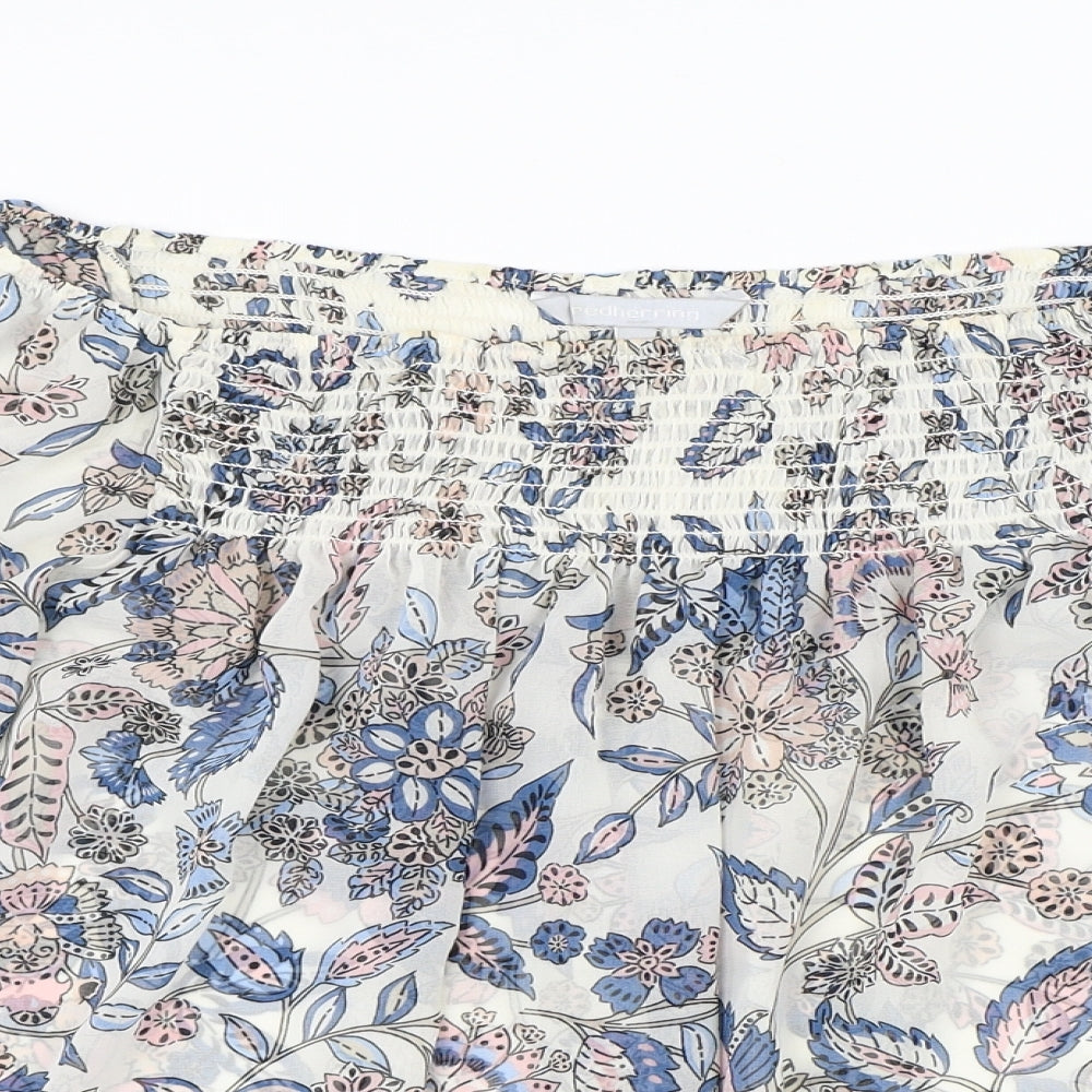 Red Herring Womens Multicoloured Floral Polyester Basic Blouse Size 14 Square Neck - Flowers