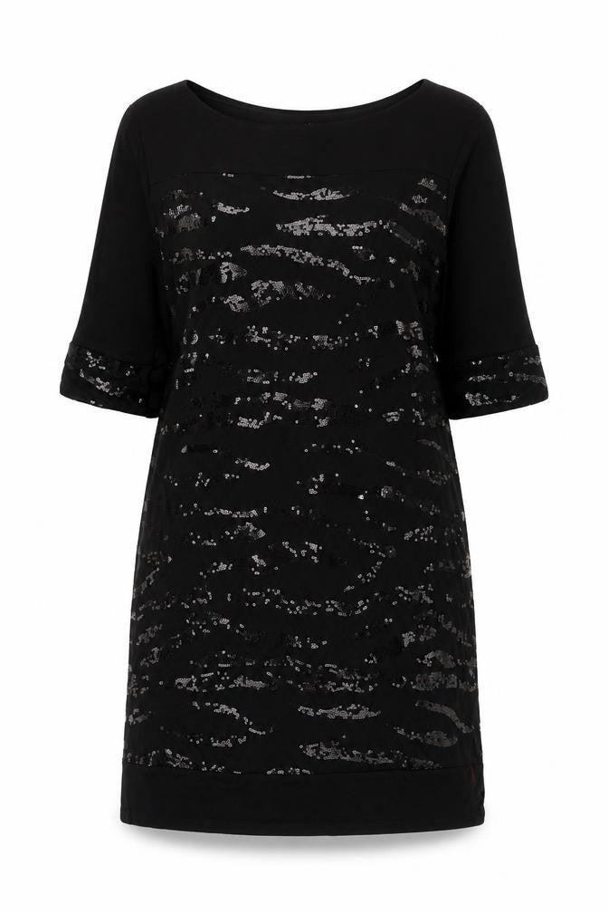 Wallis Womens Black Viscose T-Shirt Dress Size 10 Round Neck