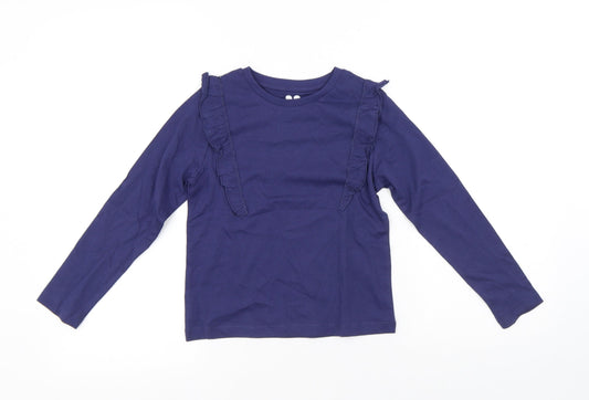 V by Very Girls Blue Cotton Pullover T-Shirt Size 8 Years Round Neck