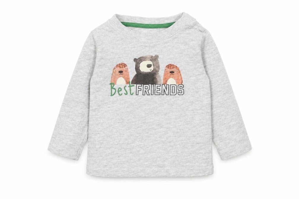 Primark Baby Grey Polyester Basic T-Shirt Size 6-9 Months Round Neck Pullover - Best Friends