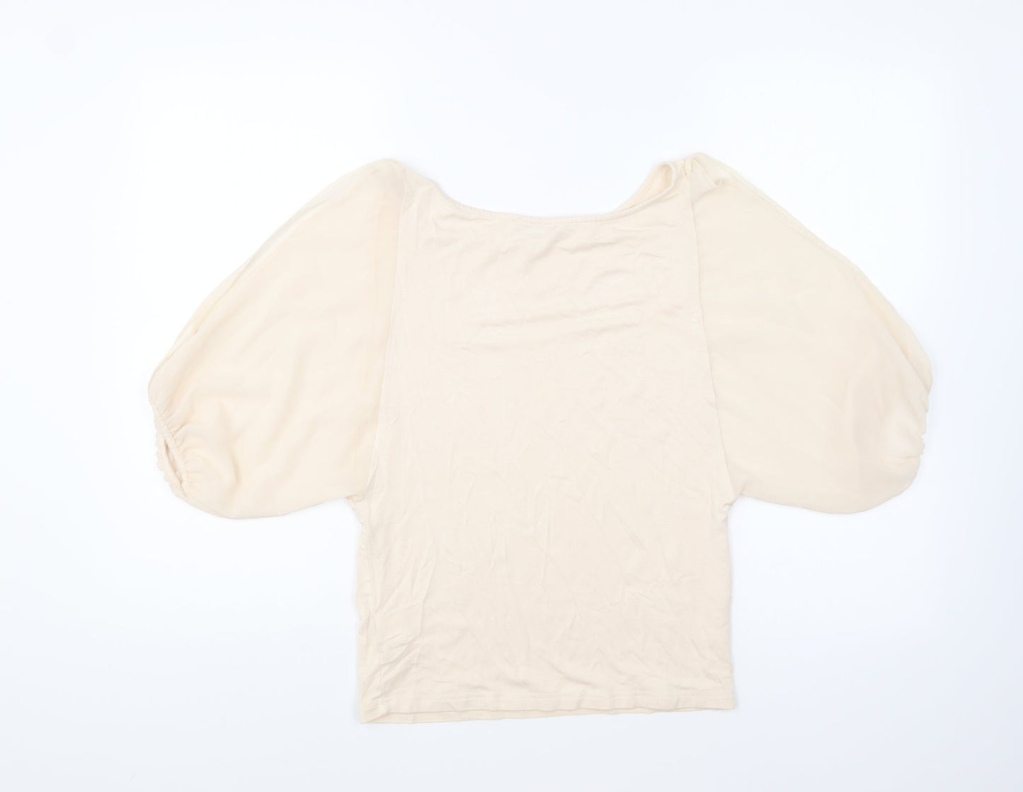 River Island Womens Beige Viscose Basic Blouse Size 10 Boat Neck