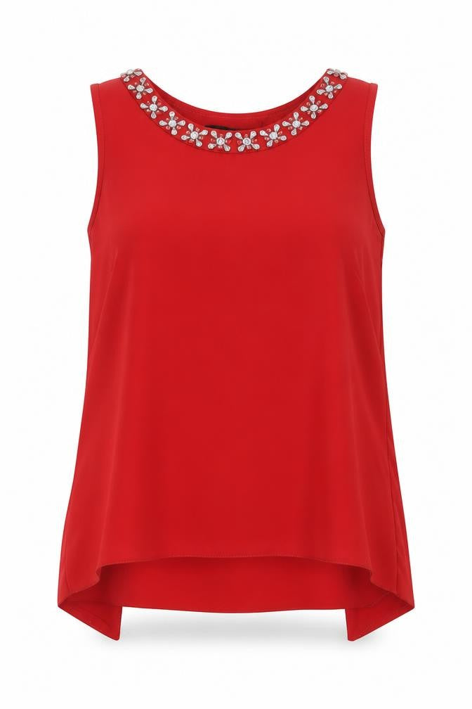 Dorothy Perkins Womens Red Polyester Basic Blouse Size 8 Round Neck
