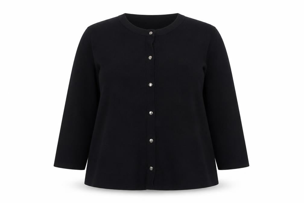 Roman Womens Black Round Neck Viscose Cardigan Jumper Size 14