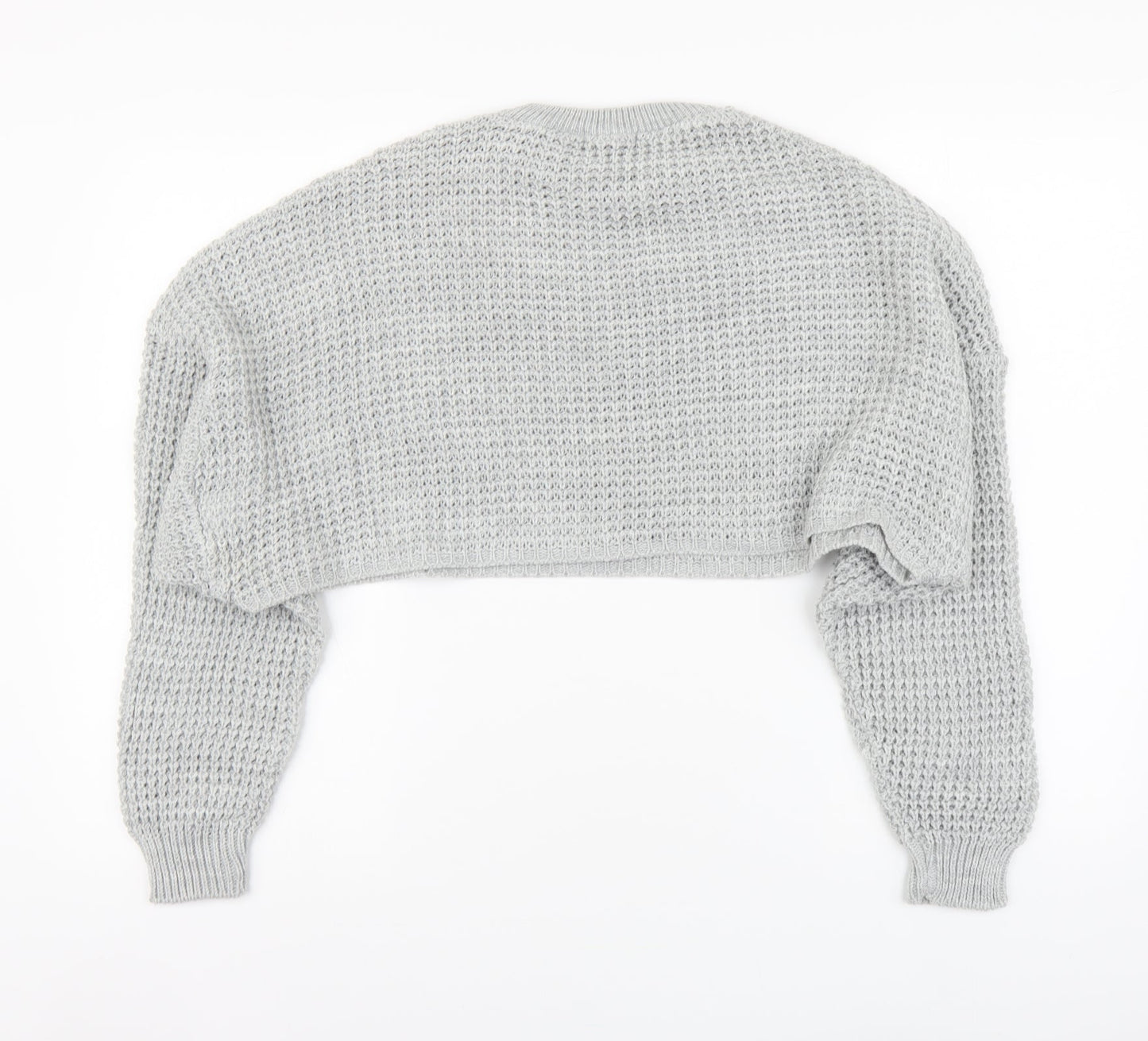 PRETTYLITTLETHING Womens Grey Round Neck Acrylic Pullover Jumper Size S