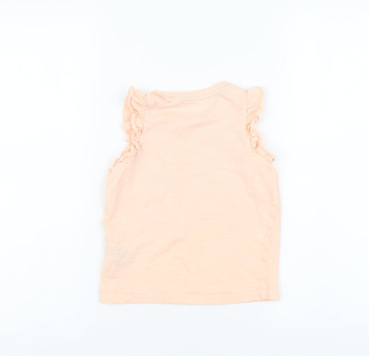 Marks and Spencer Girls Pink Cotton Basic T-Shirt Size 4-5 Years Round Neck Pullover