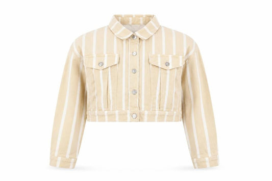 Missguided Womens Beige Striped Jacket Size 14 Button
