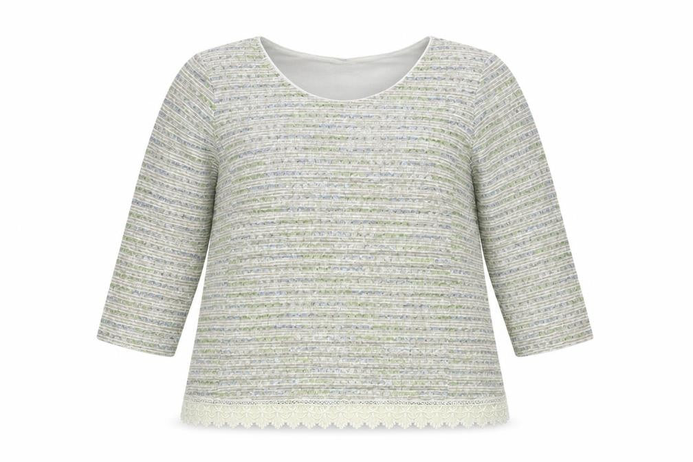 Marks and Spencer Womens Grey Round Neck Striped Polyester Pullover Jumper Size 18 - Lace Trim