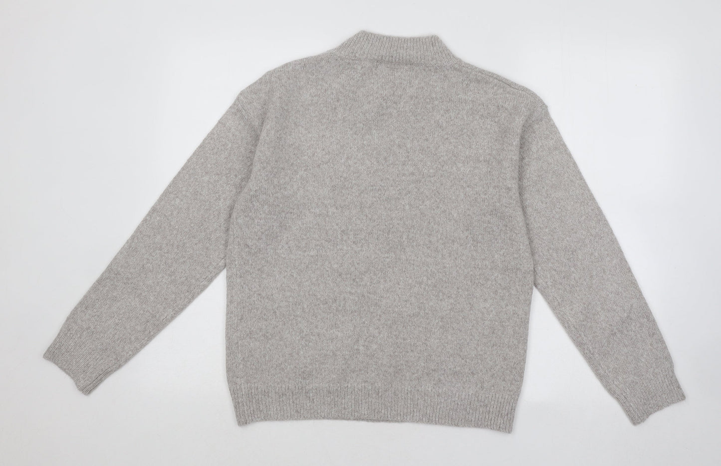 Studio Womens Grey Mock Neck Geometric Polyester Pullover Jumper Size 10