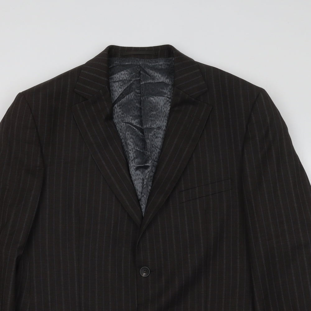 REMUS Mens Brown Striped Wool Jacket Suit Jacket Size 40