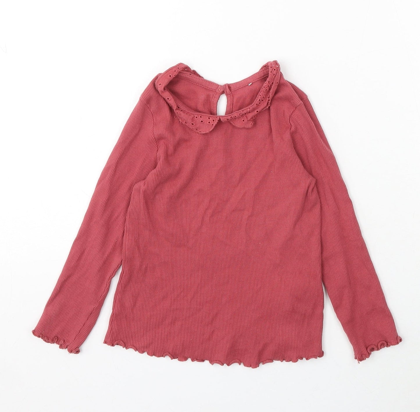 George Girls Red Cotton Basic T-Shirt Size 3-4 Years Collared Button