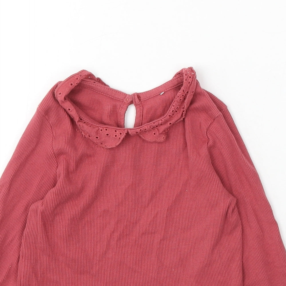 George Girls Red Cotton Basic T-Shirt Size 3-4 Years Collared Button