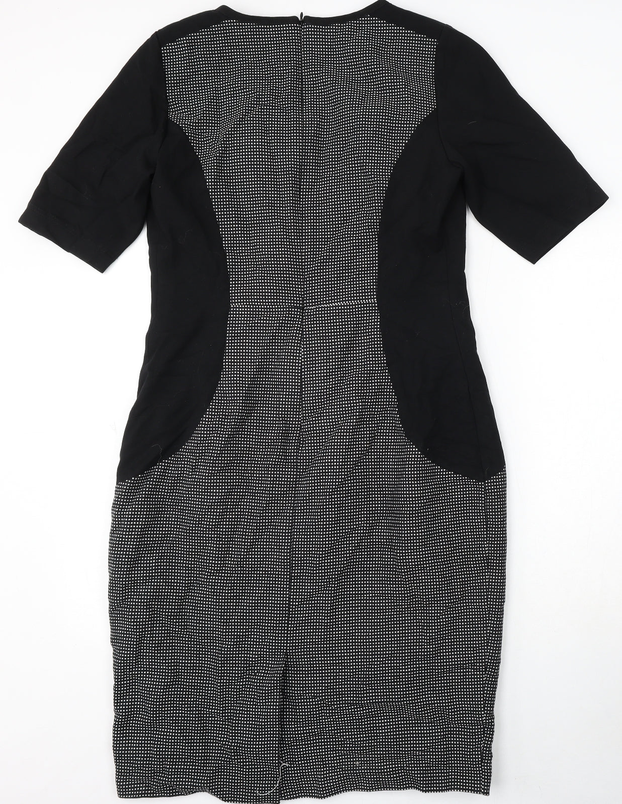 NEXT Womens Black Polka Dot Polyester Bodycon Size M Round Neck