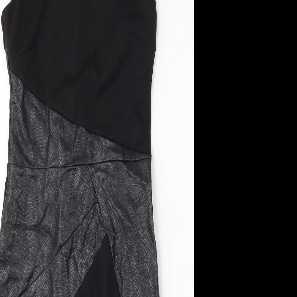 Lipsy Womens Black Polyester Bodycon Size 6 Round Neck Zip