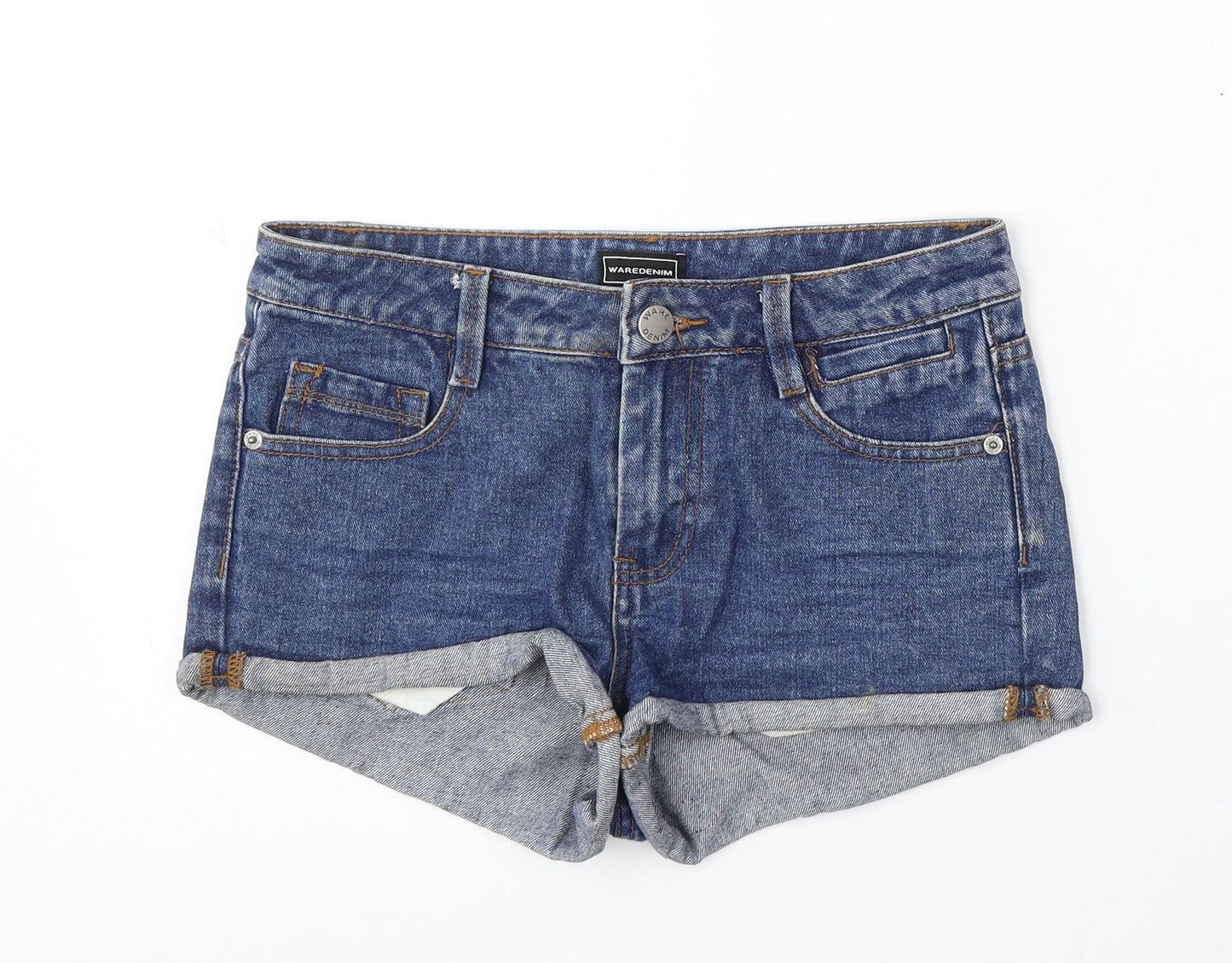 Waredenim Womens Blue Cotton Hot Pants Shorts Size 6 L3 in Regular Button