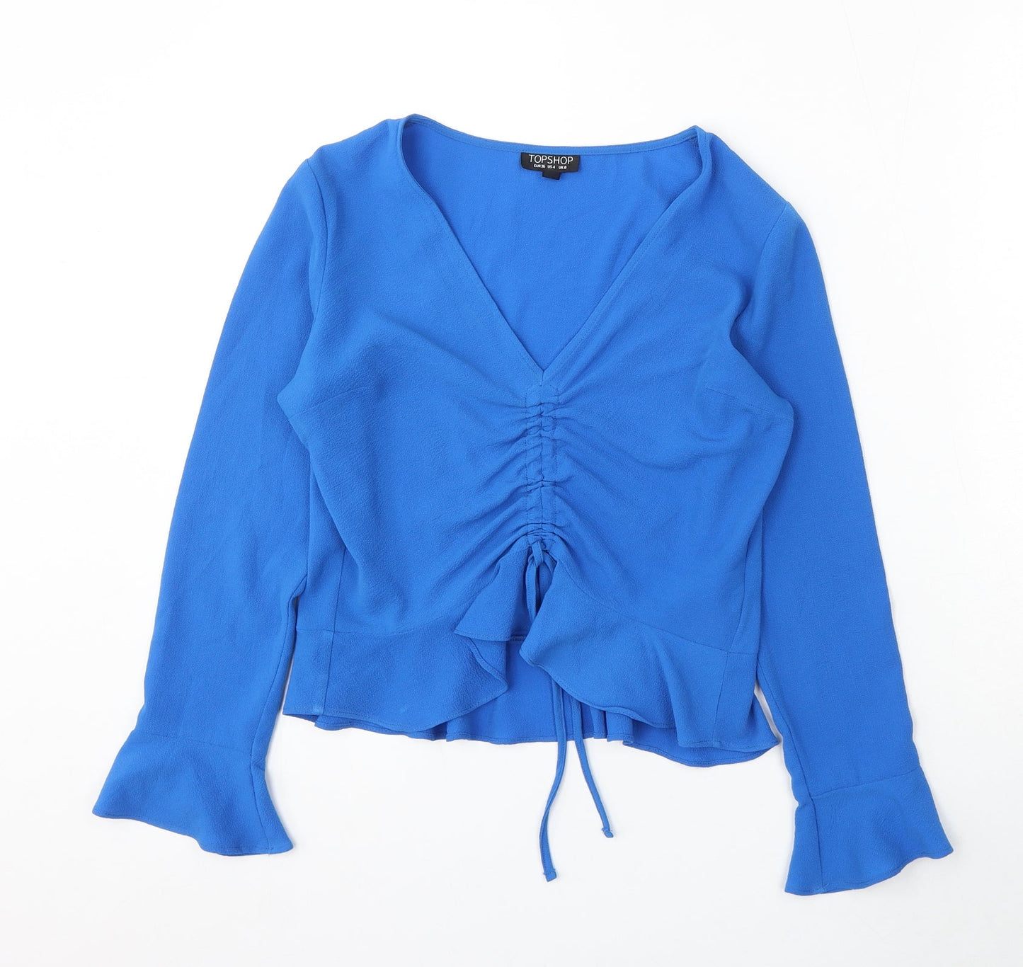 Topshop Womens Blue V-Neck Polyester Pullover Jumper Size 8