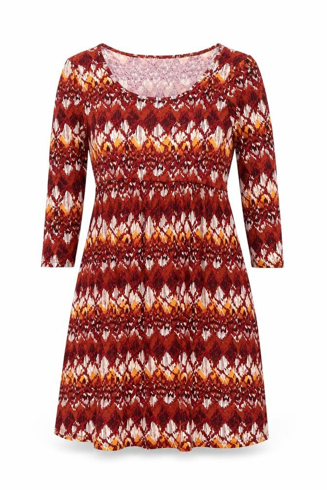 Originals Womens Red Argyle/Diamond Viscose Fit & Flare Size 10 Scoop Neck