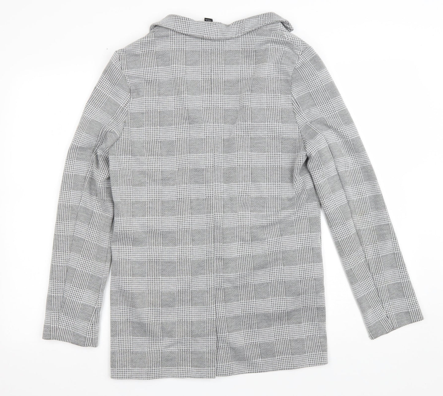 New Look Womens Grey Plaid Jacket Blazer Size 10