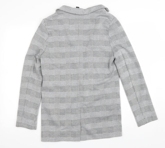 New Look Womens Grey Plaid Jacket Blazer Size 10