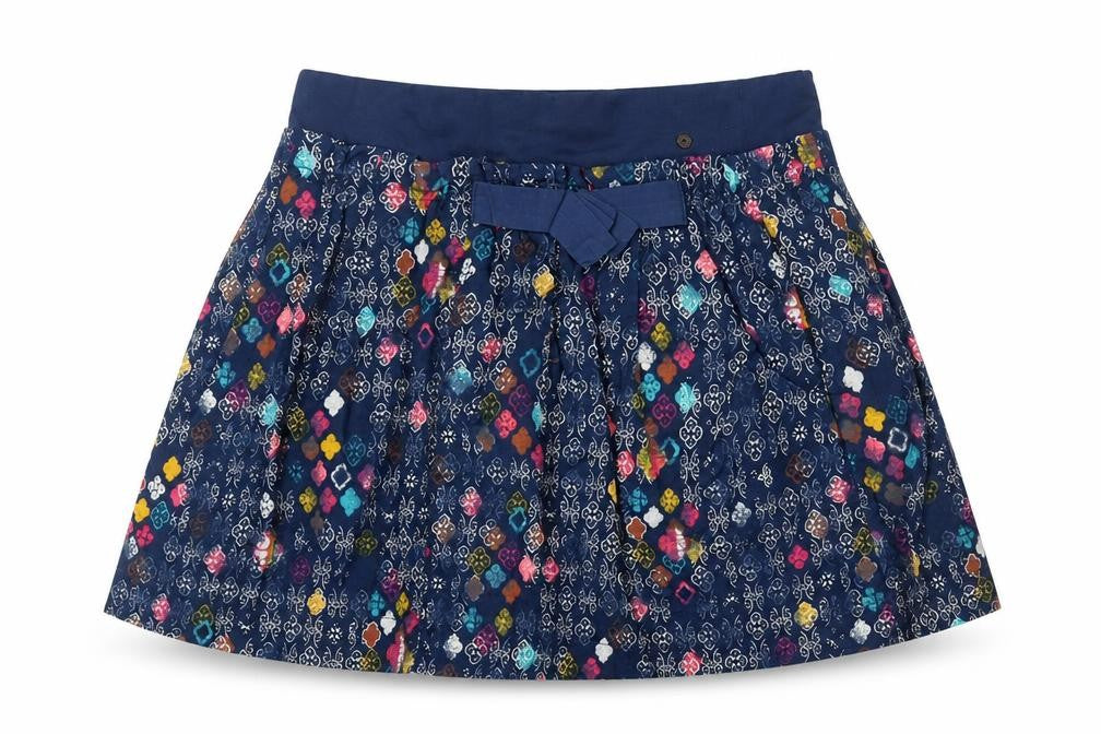 Nono Girls Multicoloured Geometric Cotton Skater Skirt Size 12 Years Regular Pull On