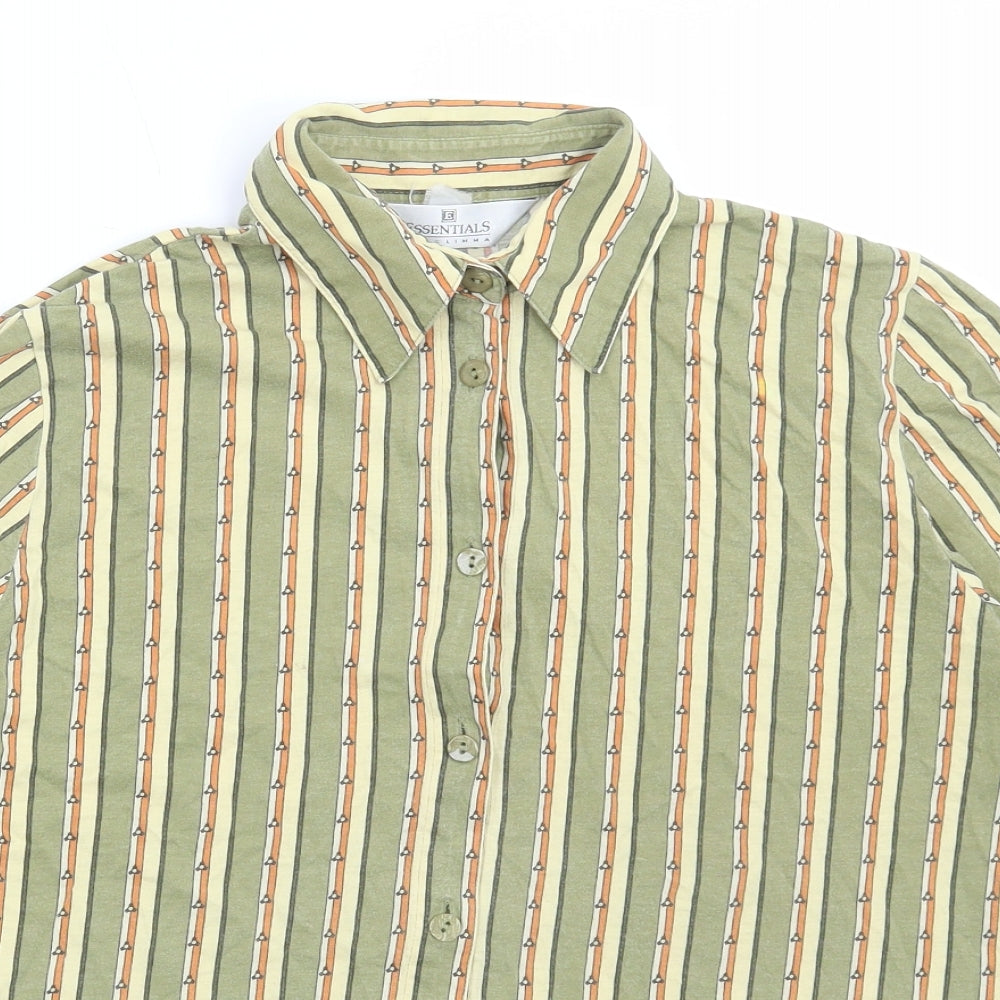 Essentials Mens Multicoloured Striped Polyester Button-Up Size S Collared Button